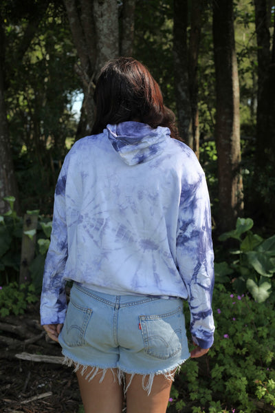 Tie Dye Hoodie - White/ Navy