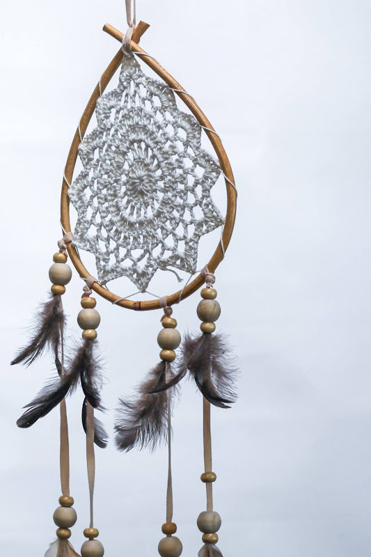 Wooden Teardrop Crochet Dreamcatcher