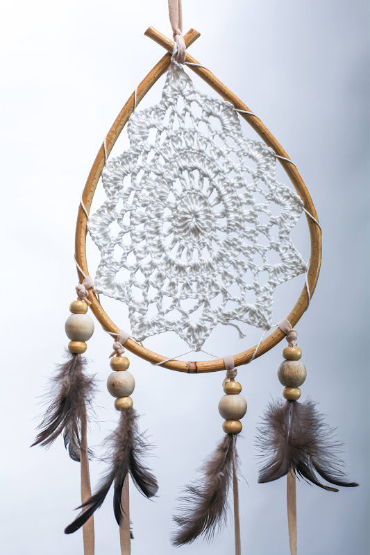Wooden Teardrop Crochet Dreamcatcher