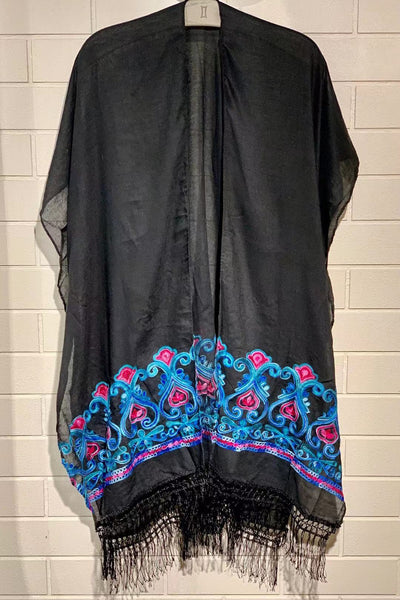 Lily Floral Embroidered Kimono