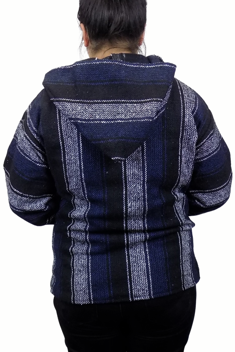 Baja Hoodie- Dark Blue White Stripes