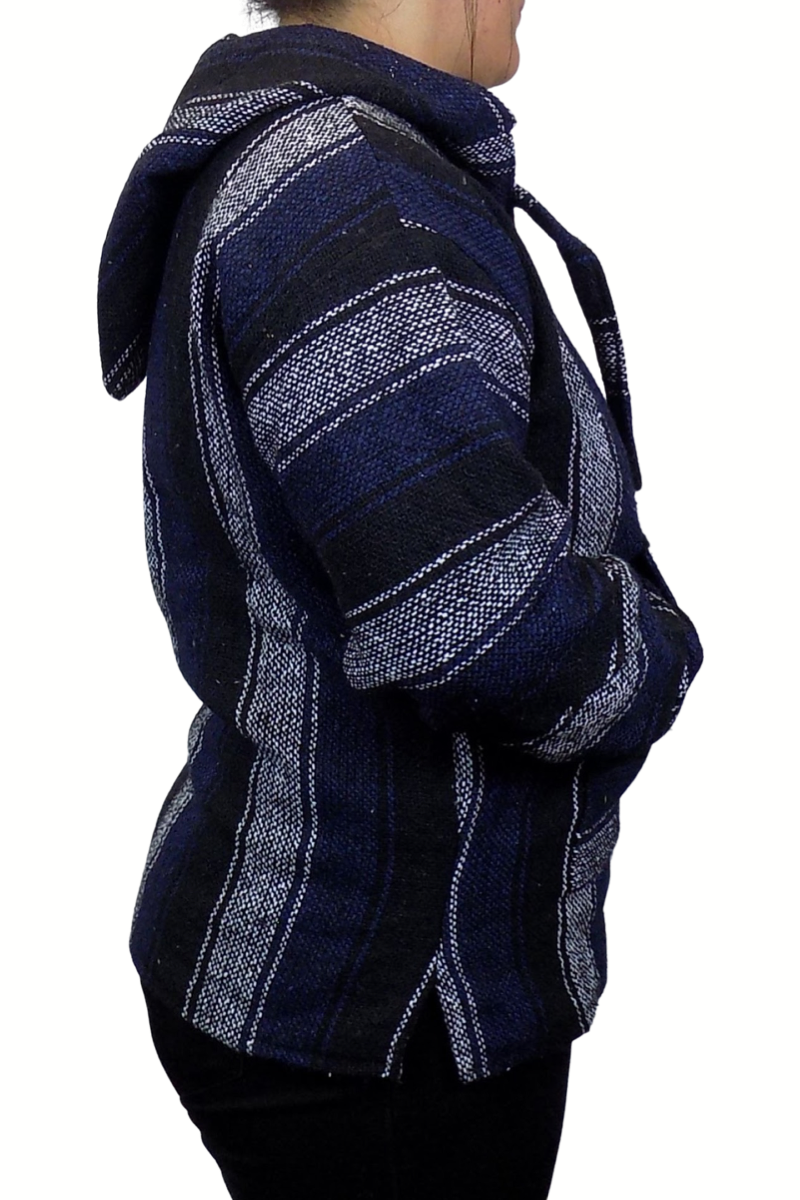 Baja Hoodie- Dark Blue White Stripes